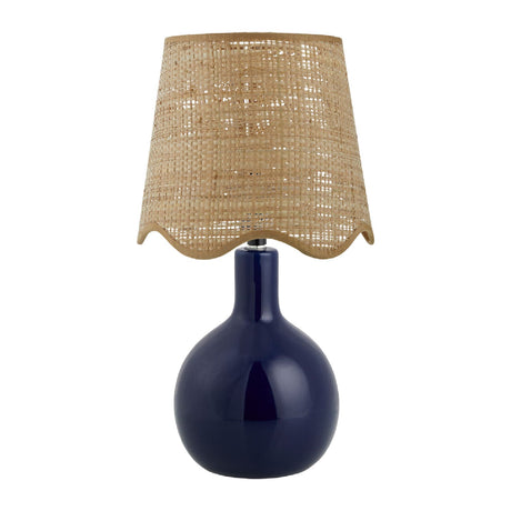 Modern European furniture - Wavy-Edge Rattan Ceramic Table Lamp - www.oroa.com