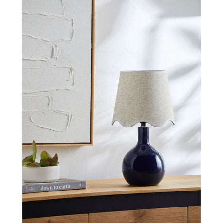 Modern European furniture - Wavy-Edge Rattan Ceramic Table Lamp - www.oroa.com