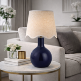 Modern European furniture - Wavy-Edge Rattan Ceramic Table Lamp - www.oroa.com