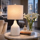 Modern European furniture - Ivory Linen Ceramic Table Lamp - www.oroa.com