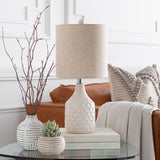 Modern European furniture - Ivory Linen Ceramic Table Lamp - www.oroa.com