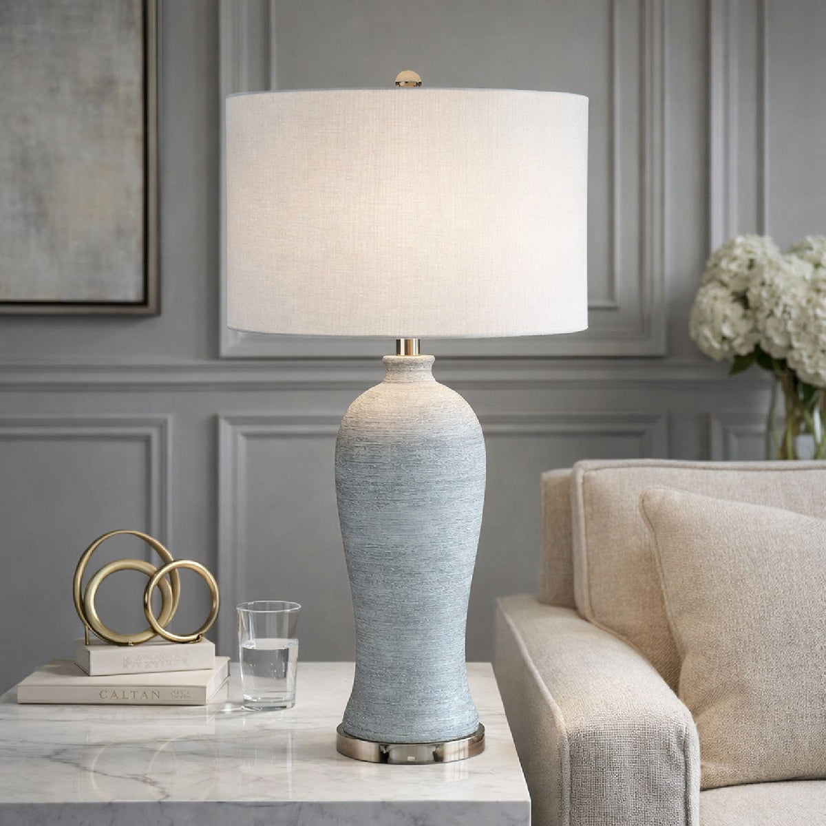 Modern European furniture - Gray Concrete Accent Table Lamp - www.oroa.com
