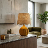 Modern European furniture - Wavy Rattan Accent Table Lamp - www.oroa.com