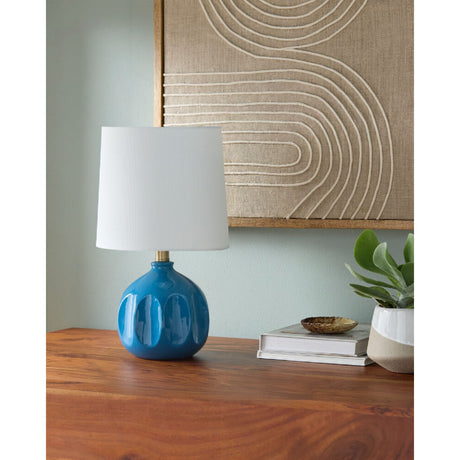 Modern European furniture - Linen Carved Ceramic Table Lamp - www.oroa.com