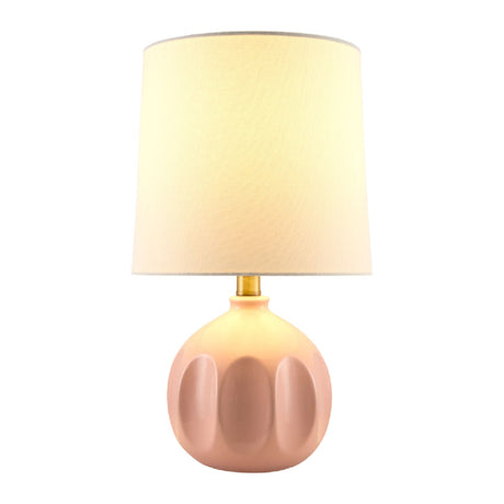 Modern European furniture - Linen Carved Ceramic Table Lamp - www.oroa.com