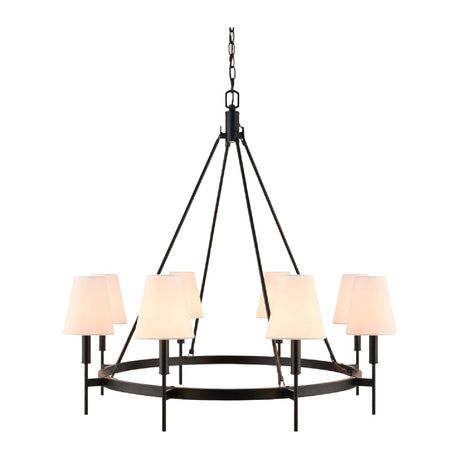 Modern European furniture - Black Metal Ring 8-Light Chandelier - www.oroa.com