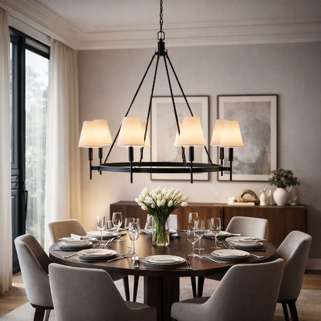 Modern European furniture - Black Metal Ring 8-Light Chandelier - www.oroa.com