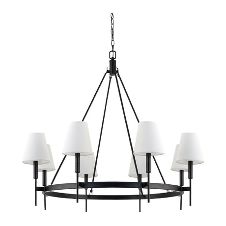 Modern European furniture - Black Metal Ring 8-Light Chandelier - www.oroa.com