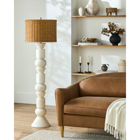 Modern European furniture - White Stacked Base Floor Lamp - www.oroa.com