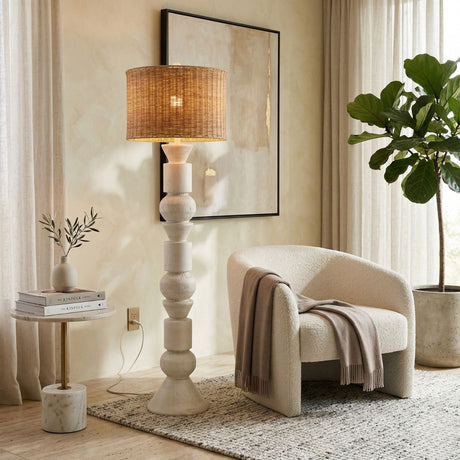 Modern European furniture - White Stacked Base Floor Lamp - www.oroa.com