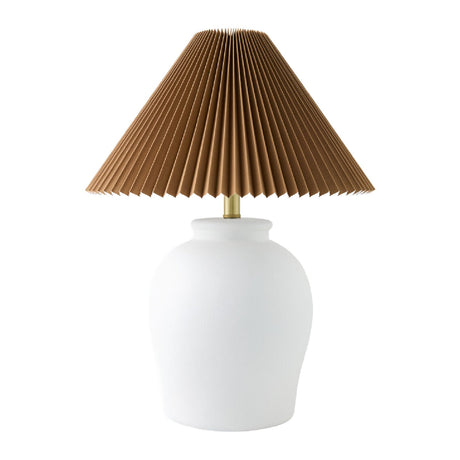 Modern European furniture - Brown Pleated Linen Table Lamp - www.oroa.com