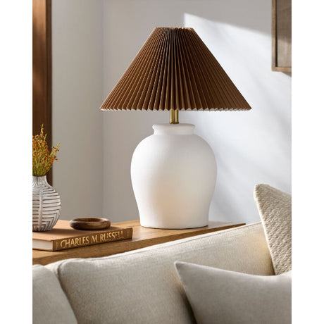 Modern European furniture - Brown Pleated Linen Table Lamp - www.oroa.com