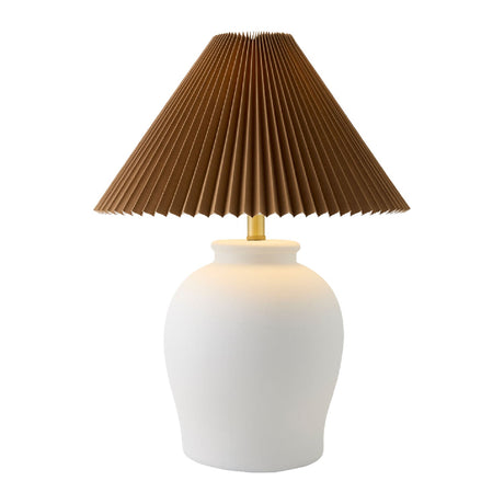 Modern European furniture - Brown Pleated Linen Table Lamp - www.oroa.com