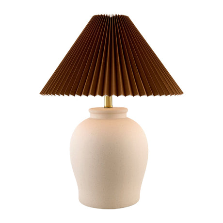 Modern European furniture - Brown Pleated Linen Table Lamp - www.oroa.com
