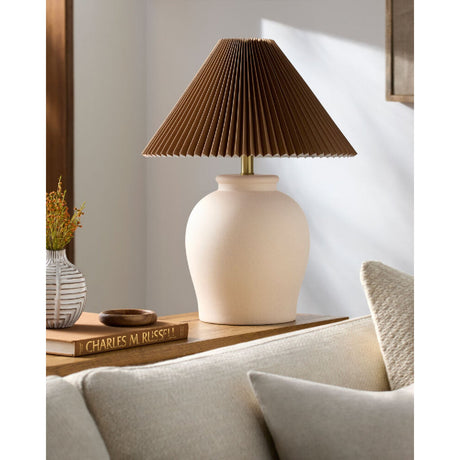 Modern European furniture - Brown Pleated Linen Table Lamp - www.oroa.com
