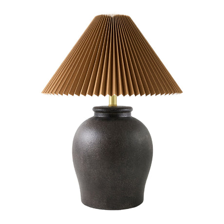 Modern European furniture - Brown Pleated Linen Table Lamp - www.oroa.com