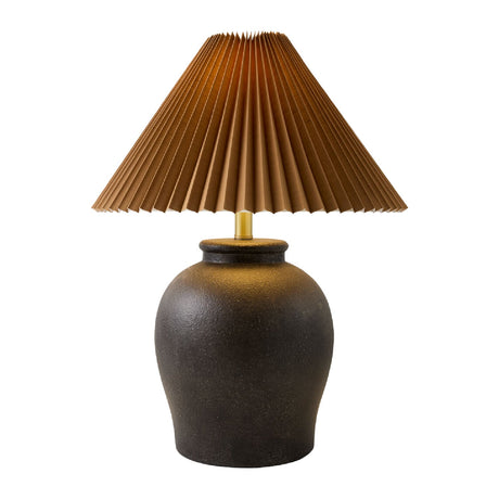 Modern European furniture - Brown Pleated Linen Table Lamp - www.oroa.com