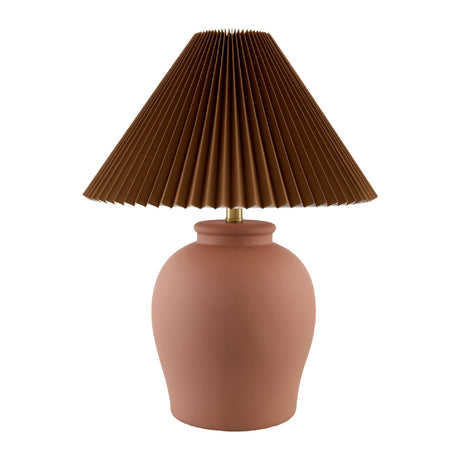 Modern European furniture - Brown Pleated Linen Table Lamp - www.oroa.com