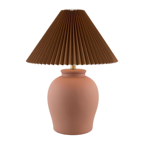 Modern European furniture - Brown Pleated Linen Table Lamp - www.oroa.com