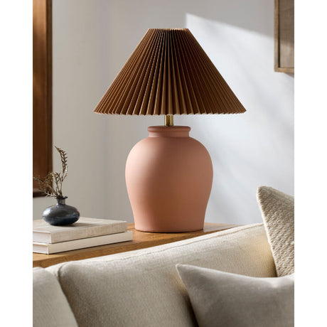Modern European furniture - Brown Pleated Linen Table Lamp - www.oroa.com
