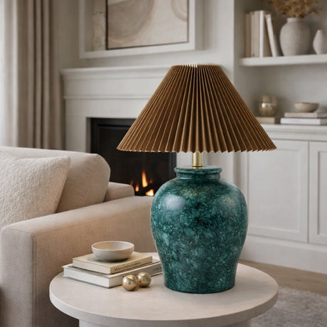 Modern European furniture - Brown Pleated Linen Table Lamp - www.oroa.com