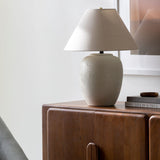 Modern European furniture - Ceramic Beige Linen Table Lamp - www.oroa.com