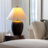 Modern European furniture - Ceramic Beige Linen Table Lamp - www.oroa.com