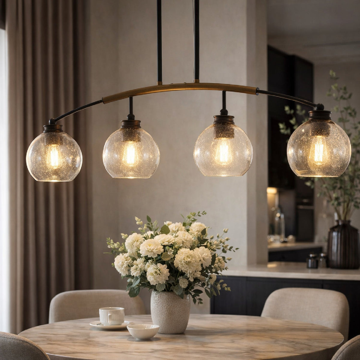 Modern European furniture - 4-Light Clear Glass Linear Chandelier - www.oroa.com