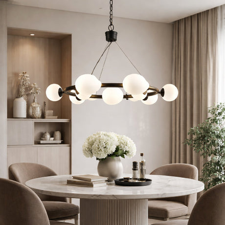 Modern European furniture - 9-Light White Glass Chandelier - www.oroa.com
