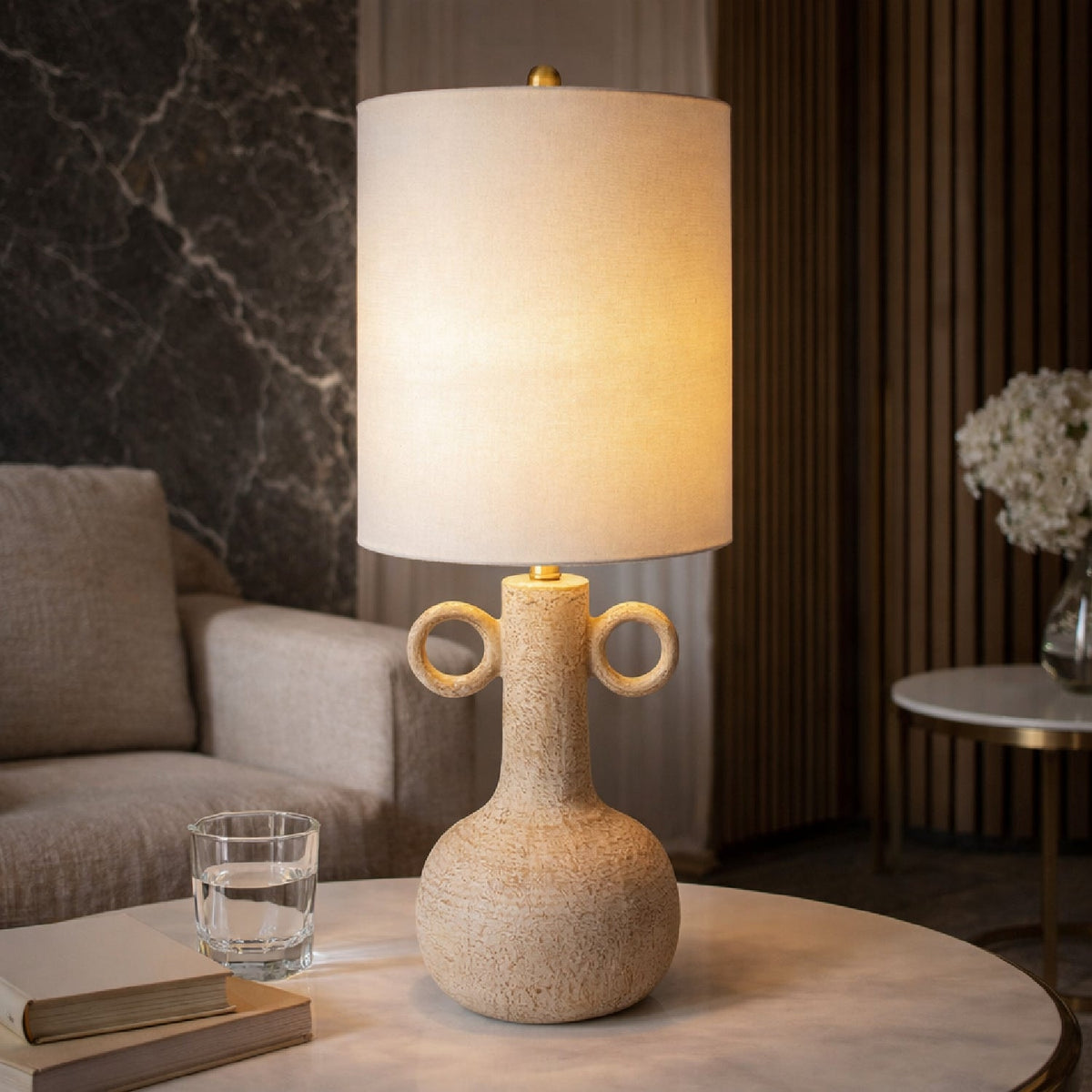 Modern European furniture - Beige Ceramic Accent Table Lamp - www.oroa.com