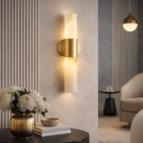 Modern European furniture - White Stone Tube Wall Lamp - www.oroa.com