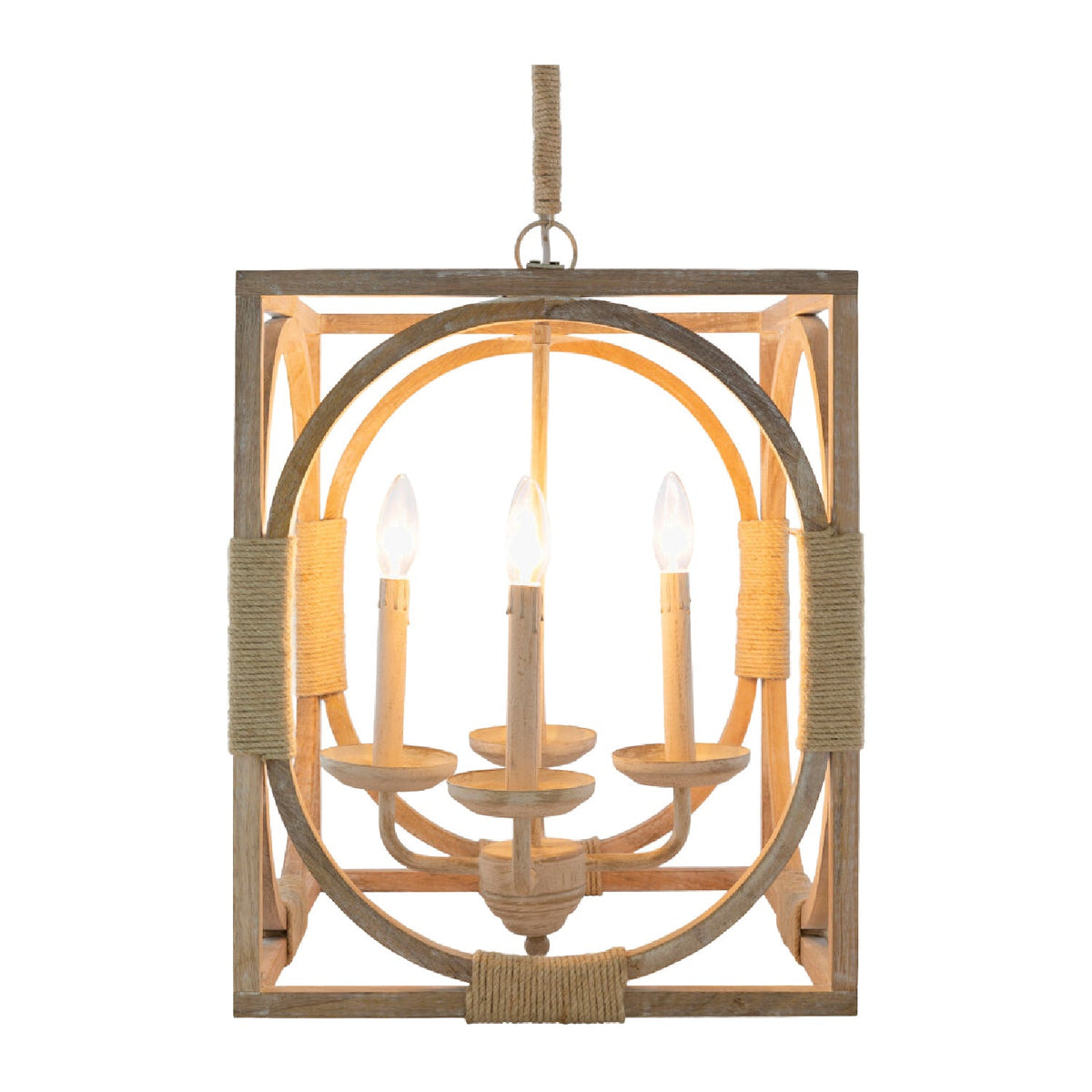 Modern European furniture - Whitewashed Wooden 4-Light Chandelier - www.oroa.com