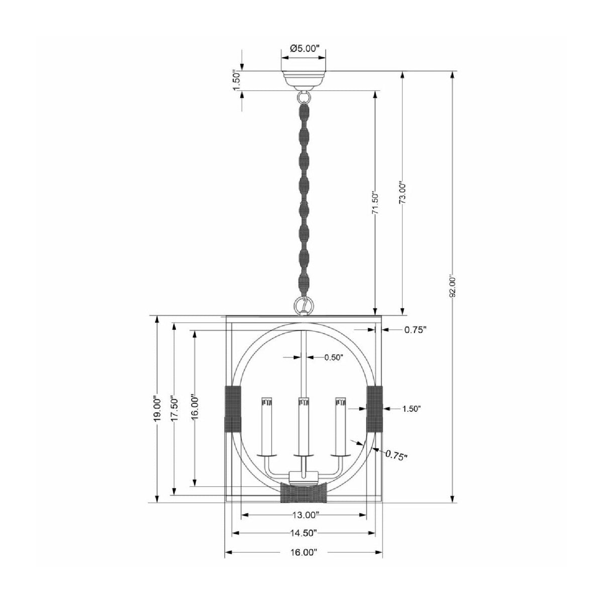 Modern European furniture - Whitewashed Wooden 4-Light Chandelier - www.oroa.com