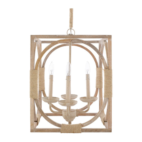 Modern European furniture - Whitewashed Wooden 4-Light Chandelier - www.oroa.com