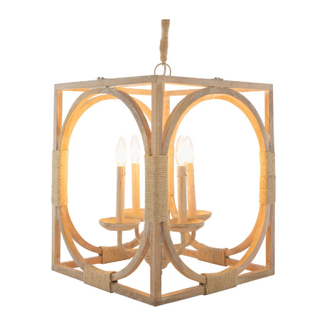 Modern European furniture - Whitewashed Wooden 4-Light Chandelier - www.oroa.com