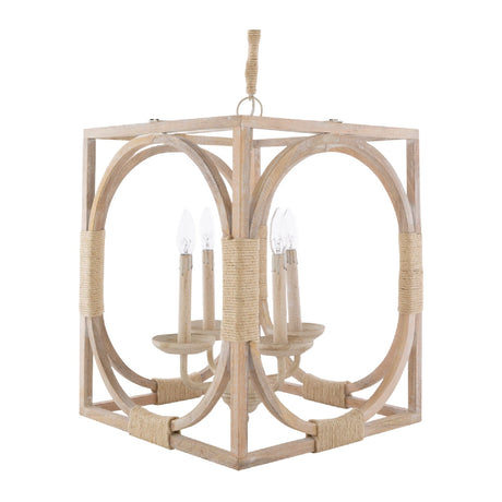 Modern European furniture - Whitewashed Wooden 4-Light Chandelier - www.oroa.com