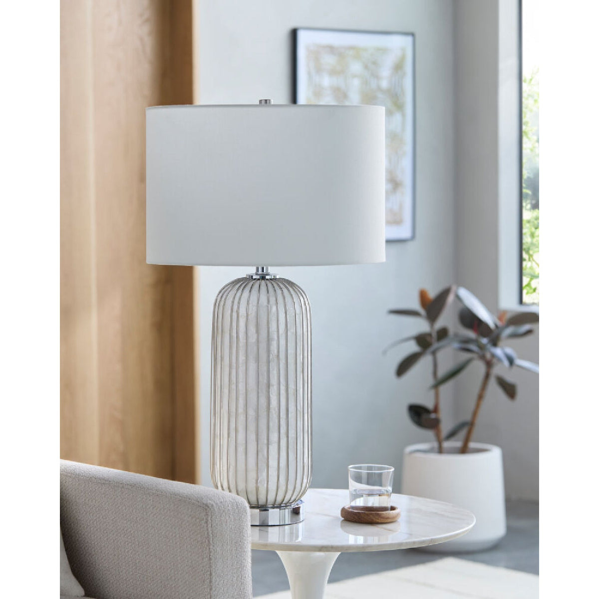 Modern European furniture - White Shell Accent Table Lamp - www.oroa.com