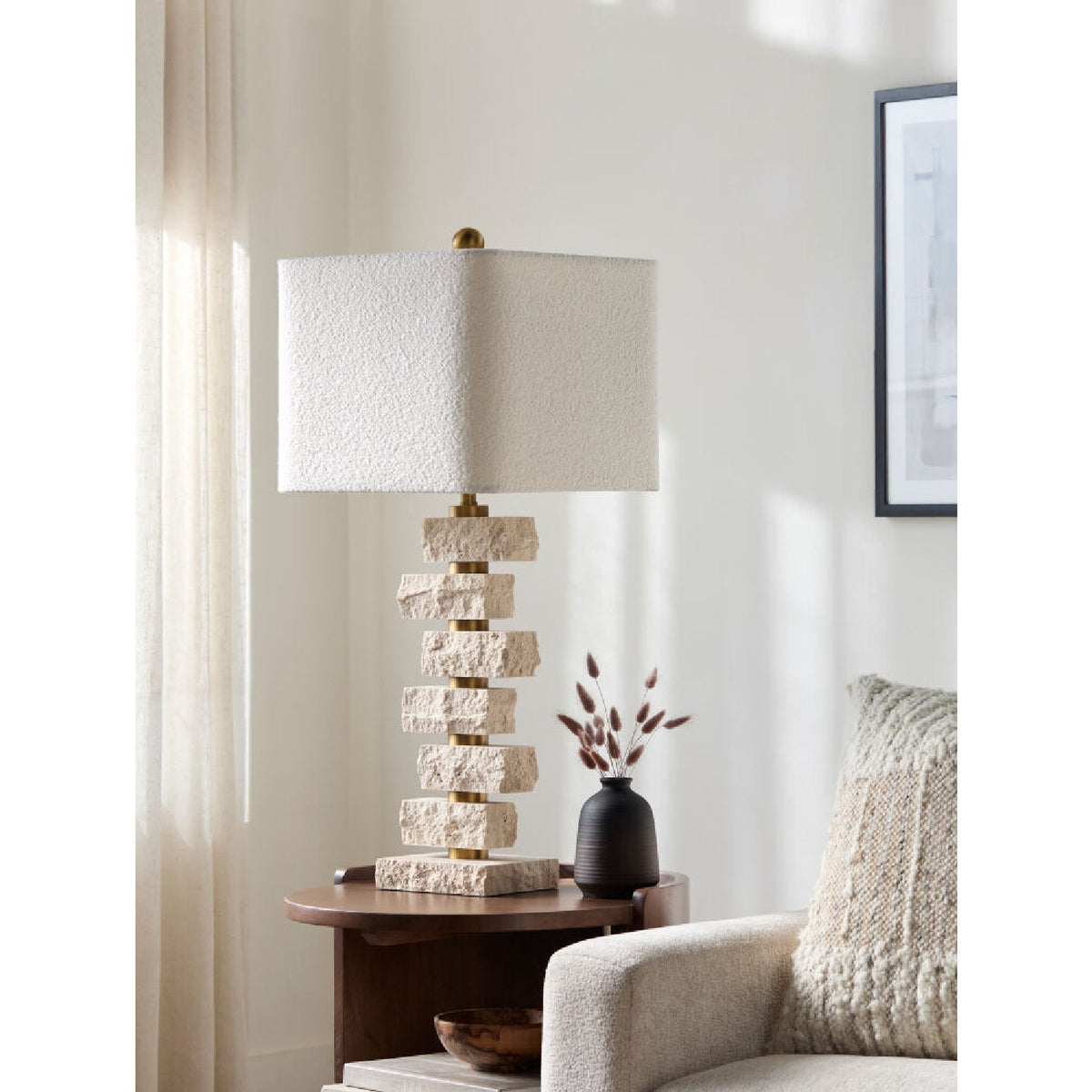 Modern European furniture - Organic Marble Stacked Table Lamp - www.oroa.com