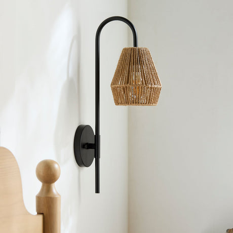 Modern European furniture - Curved Metal Rattan Wall Lamp - www.oroa.com
