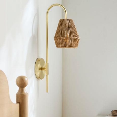 Modern European furniture - Curved Metal Rattan Wall Lamp - www.oroa.com
