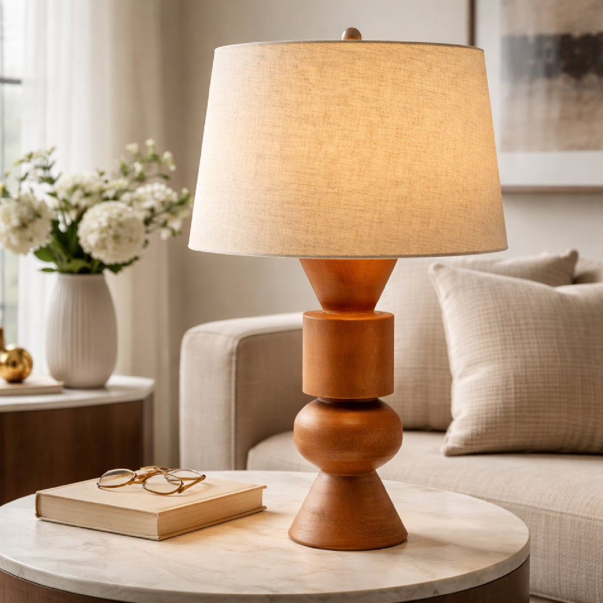 Modern European furniture - Brown Geometrical Accent Table Lamp - www.oroa.com