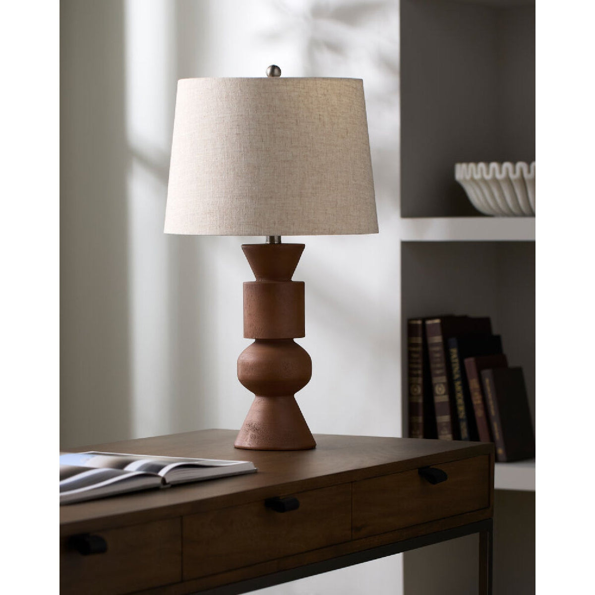 Modern European furniture - Brown Geometrical Accent Table Lamp - www.oroa.com