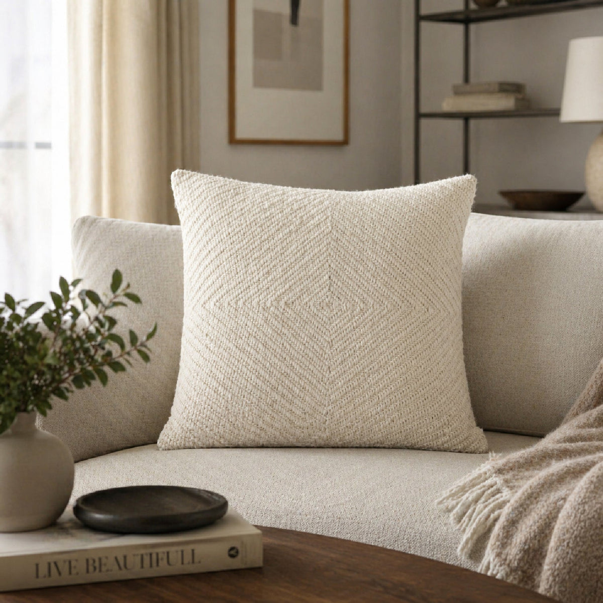 Modern European furniture - Beige Woven Yarn Pillow - www.oroa.com