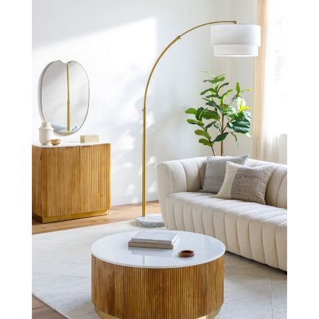 Modern European furniture - 2-Tier White Linen Floor Lamp - www.oroa.com