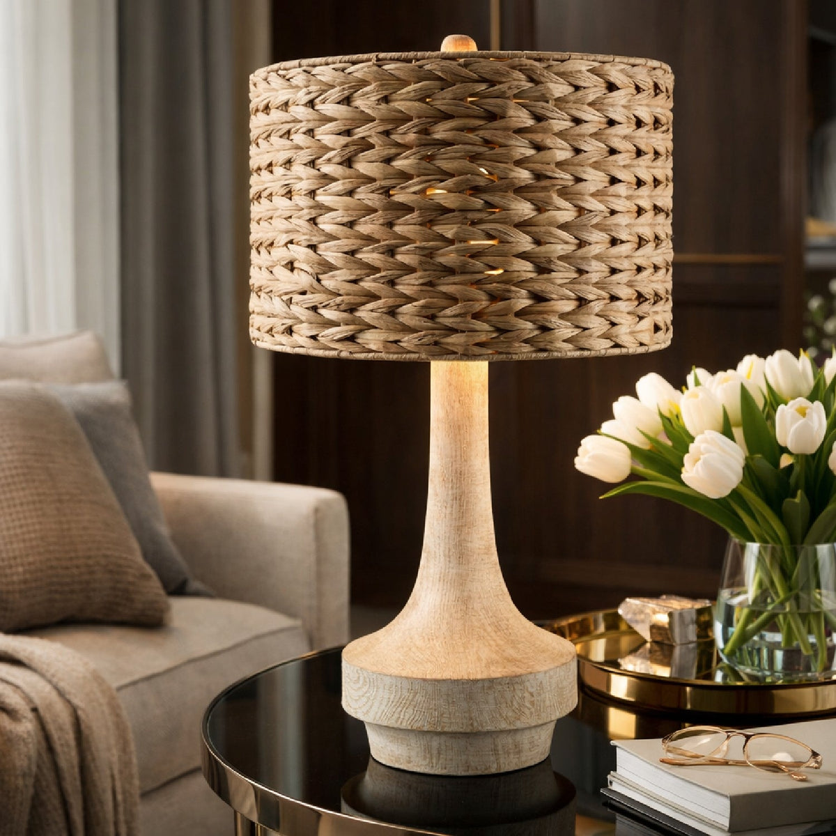 Modern European furniture - Braided Shade Accent Table Lamp - www.oroa.com