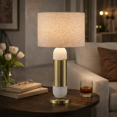 Modern European furniture - Gold Wrapped Marble Table Lamp - www.oroa.com