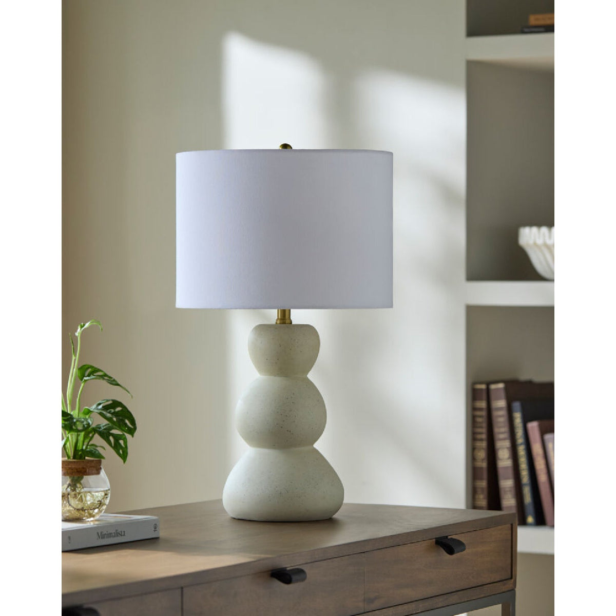 Modern European furniture - White Linen Modern Table Lamp - www.oroa.com