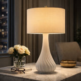 Modern European furniture - White Concrete Linen Table Lamp - www.oroa.com