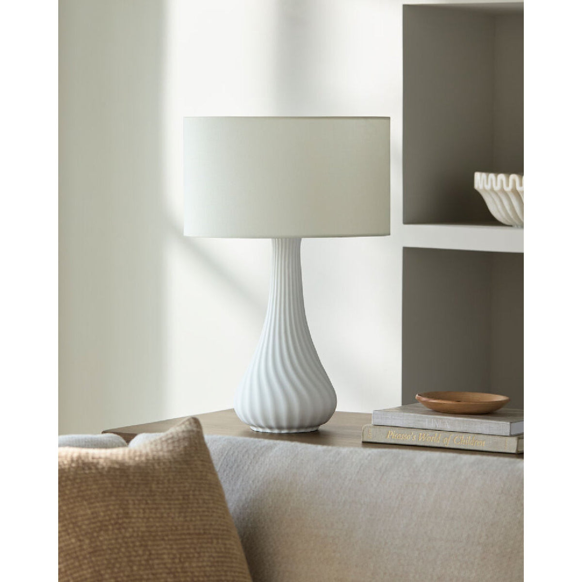 Modern European furniture - White Concrete Linen Table Lamp - www.oroa.com