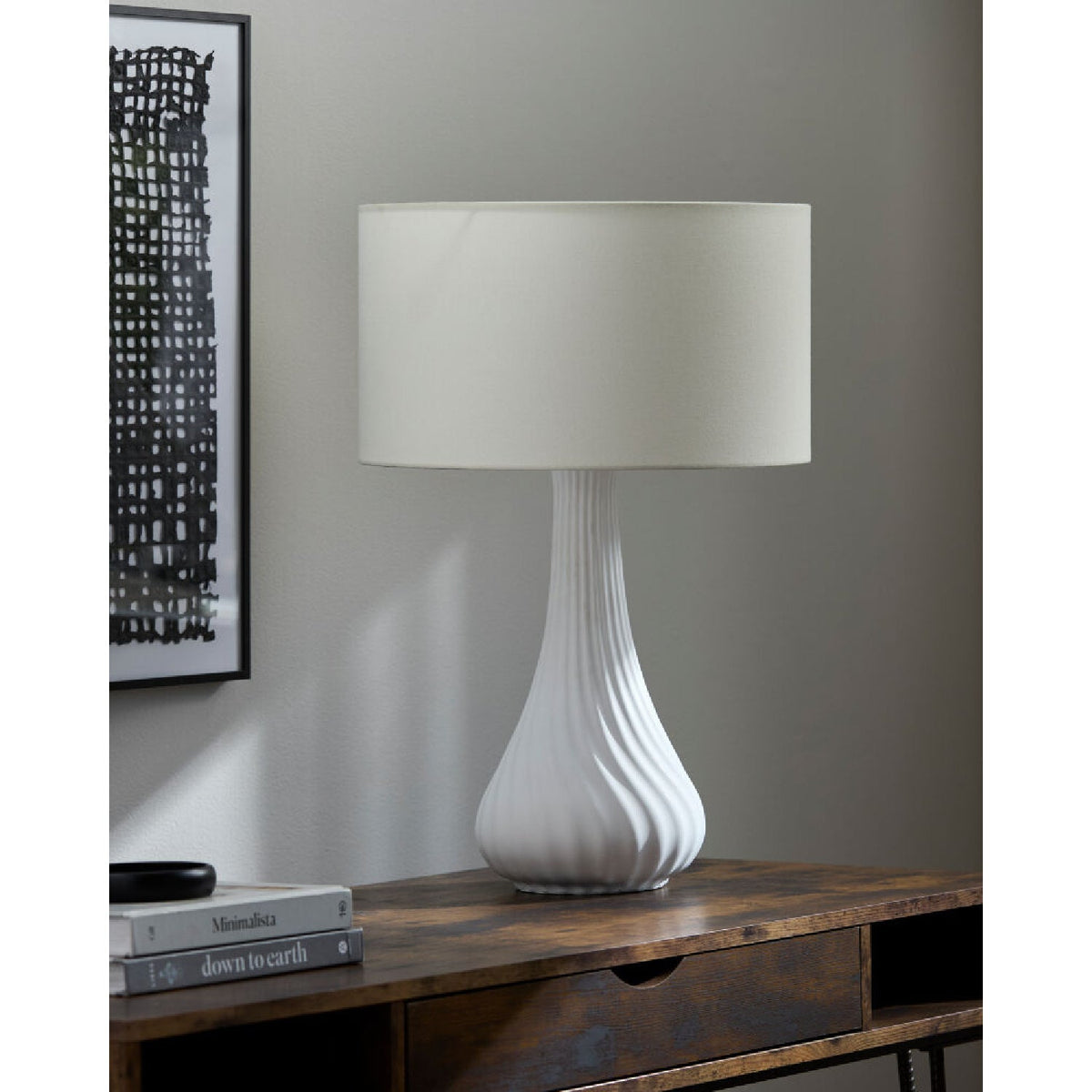 Modern European furniture - White Concrete Linen Table Lamp - www.oroa.com